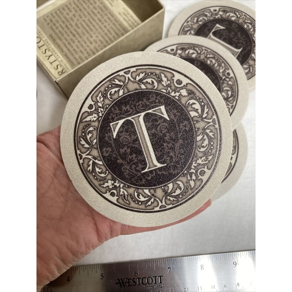 Thirstystone Monogram Sandstone Coaster Set Of 4 - Picture 1 of 7